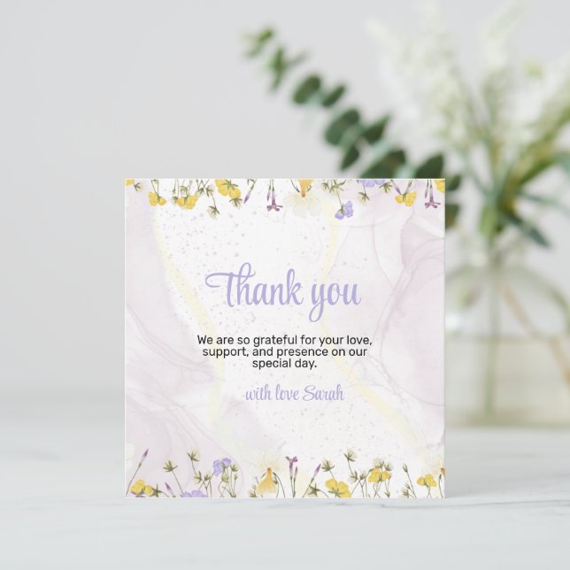Rustic Spring Floral bridal shower  Thank You Card (Standing Front)