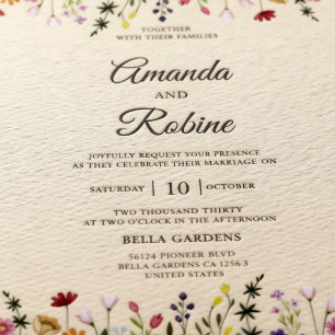 Rustic Spring Floral Wildflower Garden Wedding Invitation