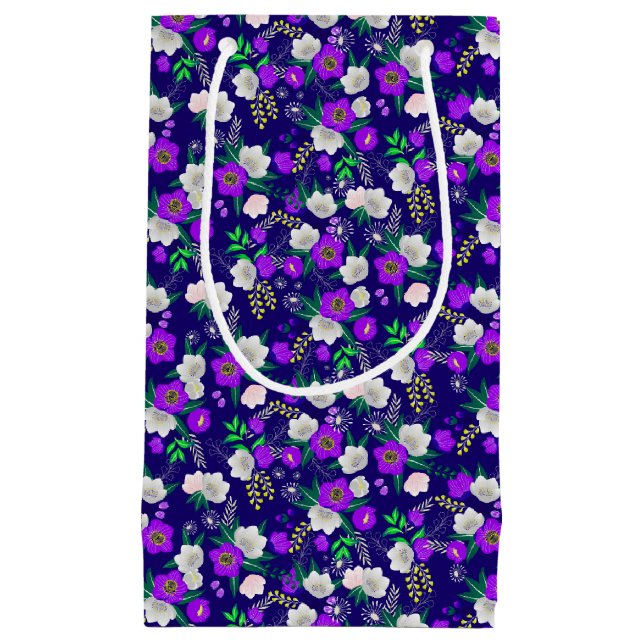 Rustic Spring Pansy Flowers Bouquet Small Gift Bag (Front)