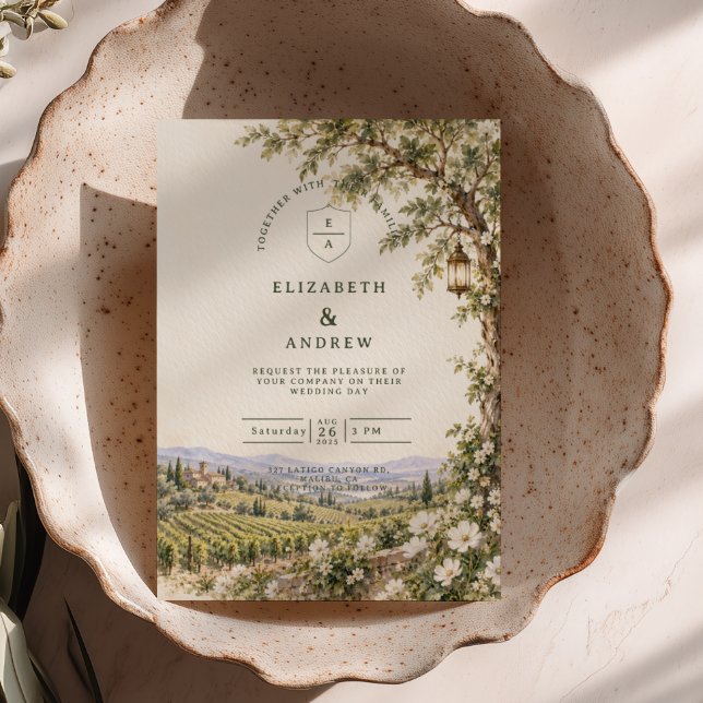 Rustic Spring Vineyard Wedding Oak Tree Invitation (Creator Uploaded)