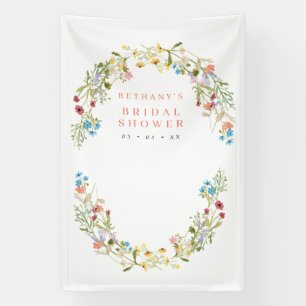 Rustic Spring Wild Flowers Bridal Photo Backdrop Banner