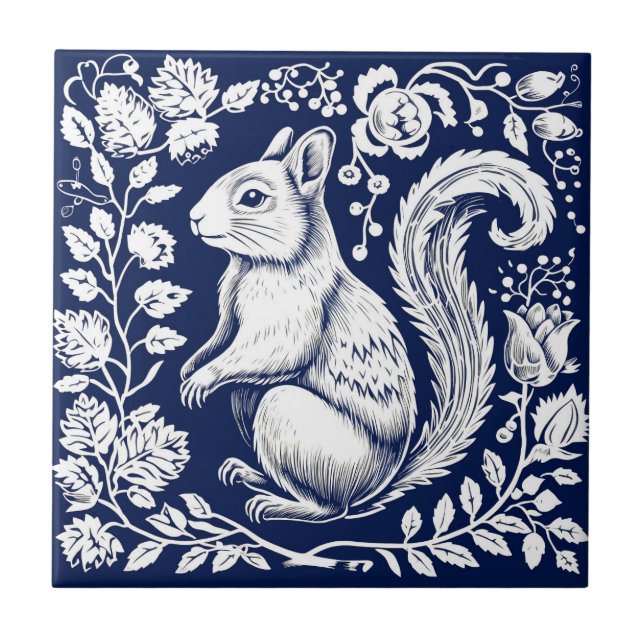 Rustic Squirrel Ceramic Tile (Front)
