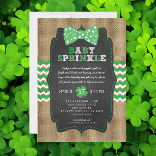 Rustic St Patrick's Day Bow Tie Baby Sprinkle Invitation