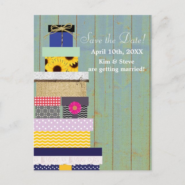 Rustic Stackable Gifts Country Save Date Postcard (Front)