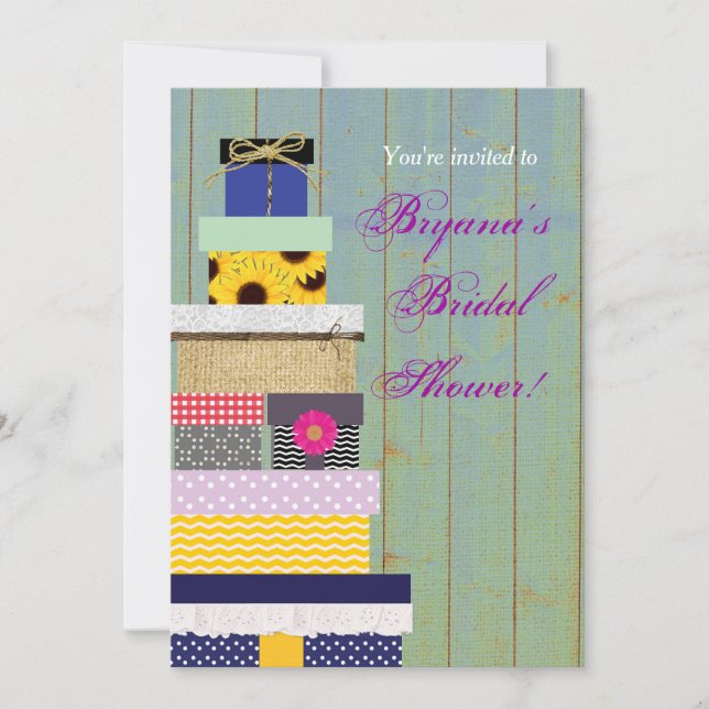 Rustic Stacked Gifts Bridal Shower Chic Invitation (Front)