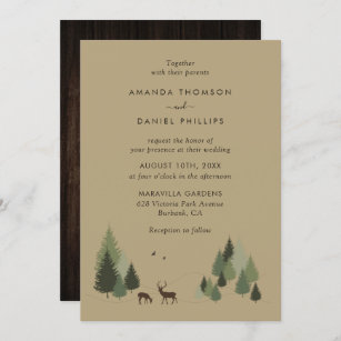 Rustic Stag and Doe Forest Wedding Invitations