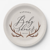 Rustic stag antlers baby shower party