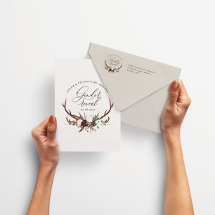 Rustic stag floral gender reveal baby shower envelope