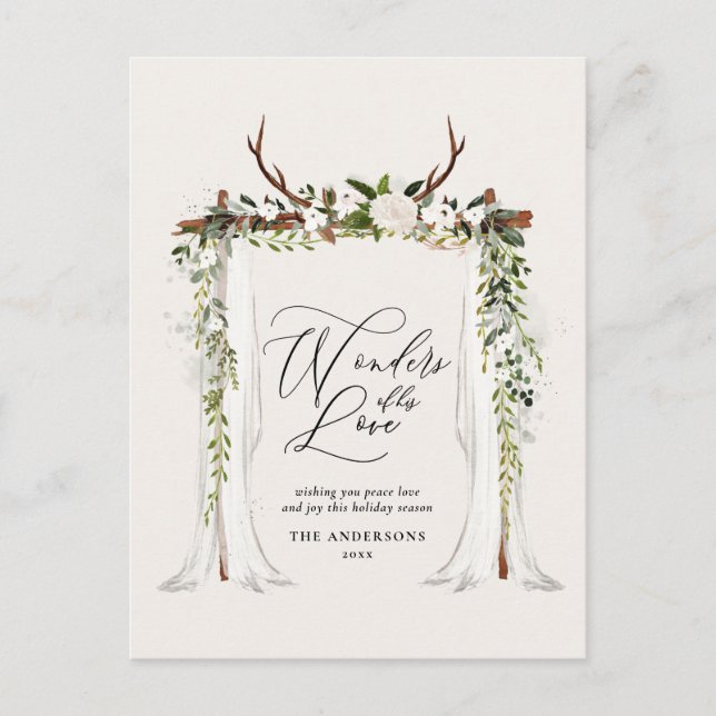 Rustic stag foliage holiday photo christsmas invitation postcard (Front)