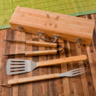 Rustic Stamped Monogram Bamboo Grilling BBQ Tools