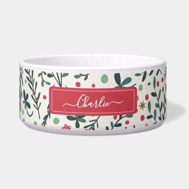 Rustic Star Branch Pattern Custom Pet Bowl (Front)