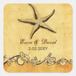 rustic starfish beach wedding envelopes seals