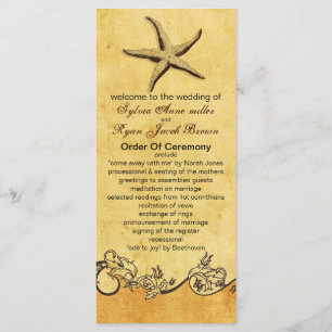 rustic starfish beach wedding program programme