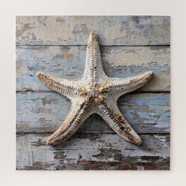 Rustic Starfish on Weathered Wood Jigsaw Puzzle (Vertical)