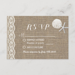 Rustic Starfish & Sand Dollar Beach Wedding RSVP Card