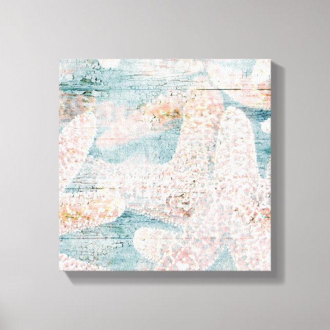 Rustic Starfish Teal Blue Canvas Print (Front)