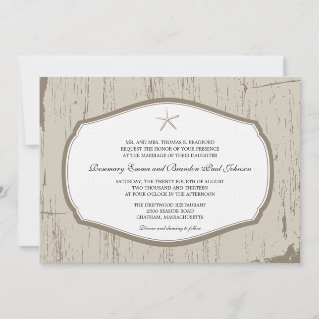 Rustic Starfish Wedding Invitation (Front)