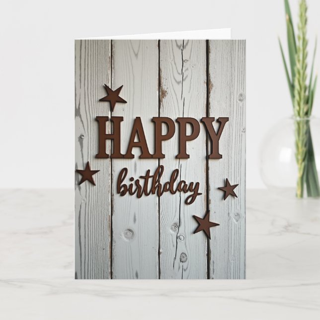 Rustic Starry Birthday Card (Front)