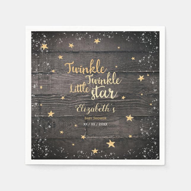 Rustic starry watercolor unisex babyshower napkins (Front)
