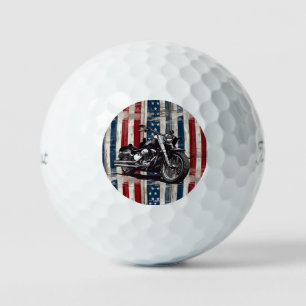 Rustic Stars and Stripes Motorcycle Golf Balls