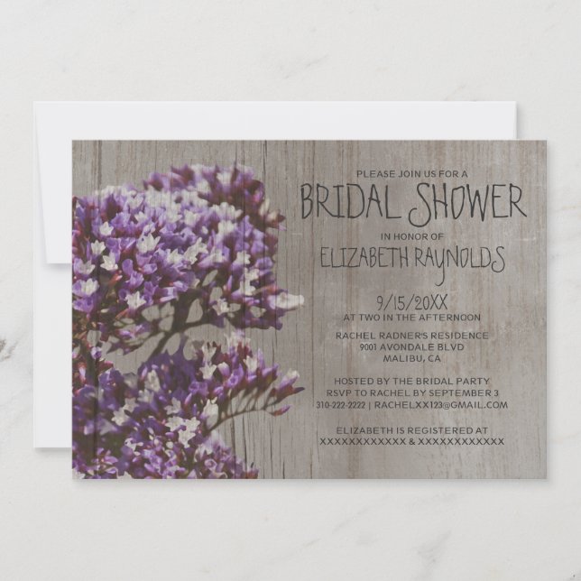Rustic Statice Bridal Shower Invitations (Front)