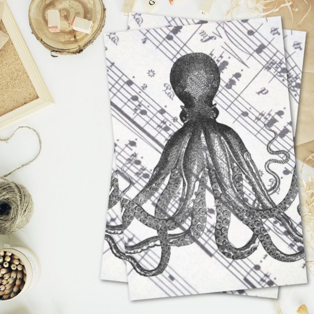 rustic steampunk nautical modern vintage octopus tissue paper (rustic steampunk nautical modern vintage octopus tissue paper)