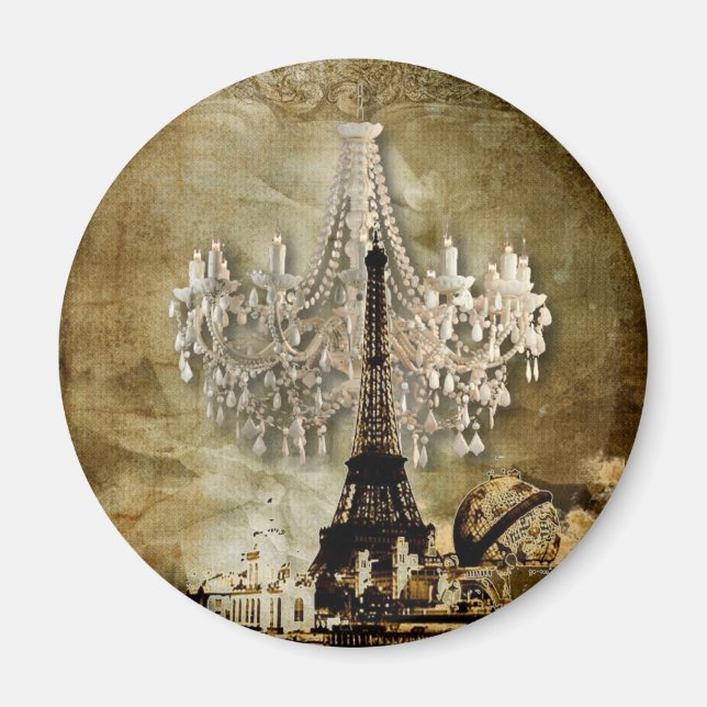 rustic steampunk vintage chandelier wedding magnet (Front)