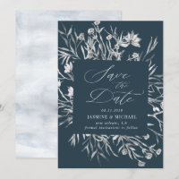 rustic stencil botanical Save the Date Invitation