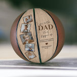 Rustic Stepdad Father's Day Photo Basketball<br><div class="desc">Stepdad basketball featuring a rustic wooden background,  a 5 family photo collage,  the message "you're the dad that stepped up",  a personalised message that you can keep or change to your own,  a cute heart,  and your childrens names.</div>