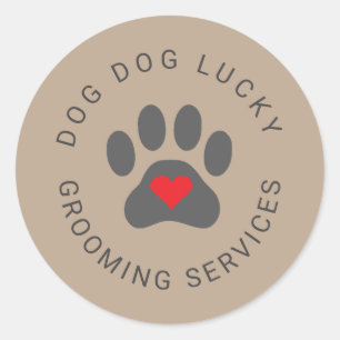 Rustic sticker with heart paw