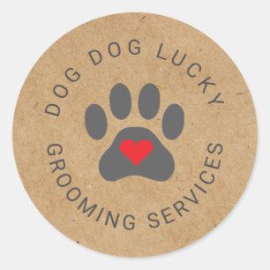 Rustic sticker with heart paw kraft