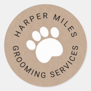 rustic sticker with white paw print