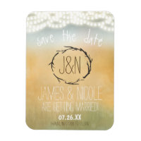 Rustic Sticks & String Lights Magnet Save the Date