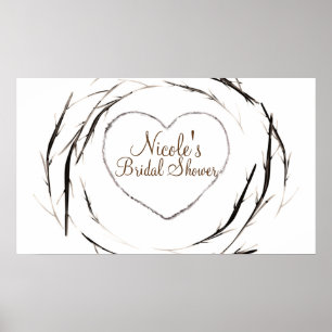 Rustic Sticks Twigs Branches Wreath Banner Poster