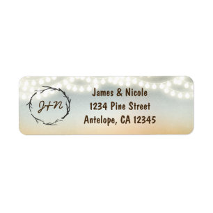 Rustic Sticks Wreath String Lights Address Labels