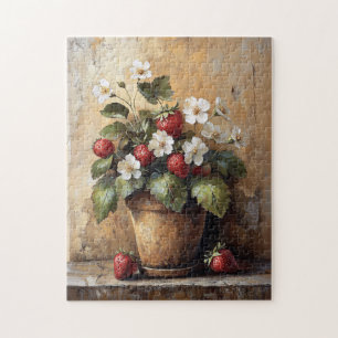 Rustic Still Life Strawberry Plant in a Pot Jigsaw Puzzle