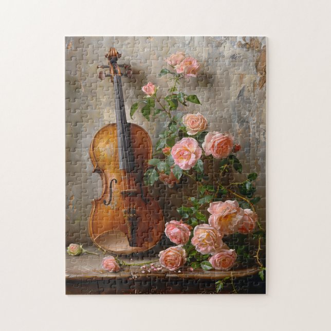 Rustic Still Life with Vintage Violin Jigsaw Puzzle (Vertical)
