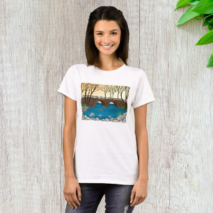 Rustic Stone Bridge Over River Nature Landscape  T-Shirt