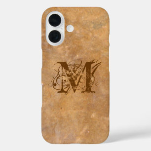 Rustic Stone Initial Look iPhone 16 Case