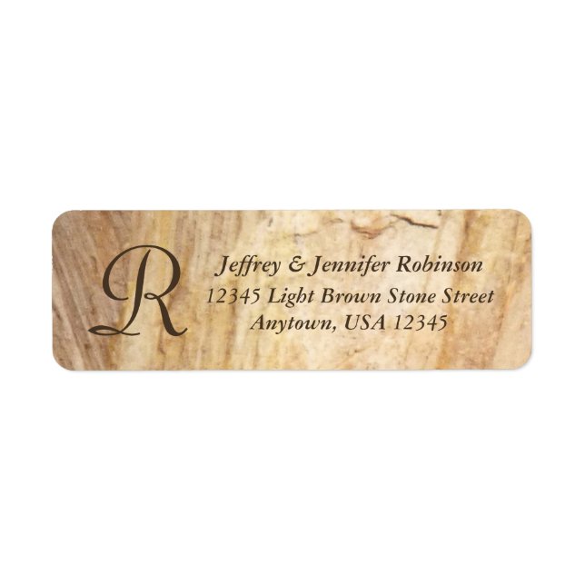 Rustic Stone Name and Address Label Monogram (Front)