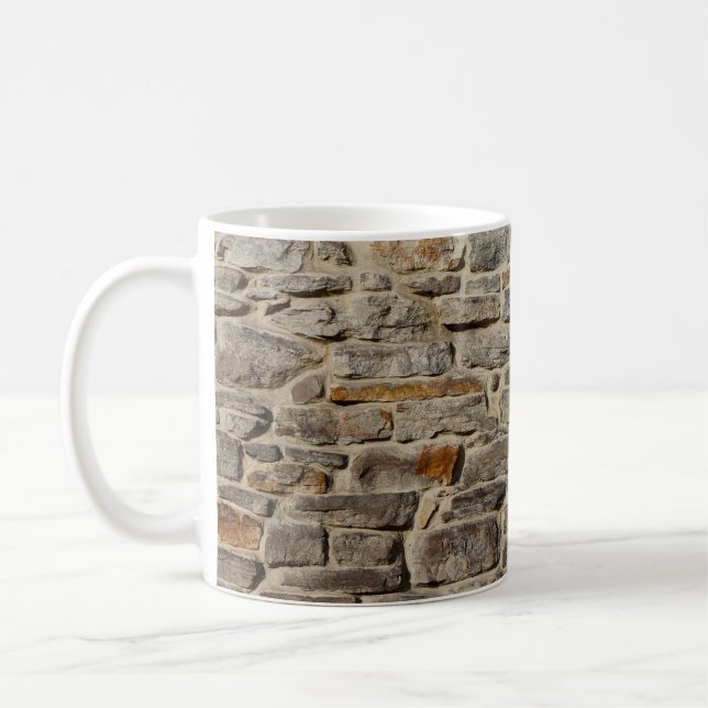Rustic stone wall, textured decor coffee mug (Left)