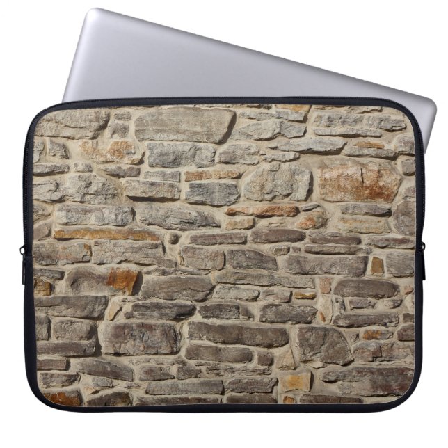 Rustic stone wall, textured decor laptop sleeve (Front)
