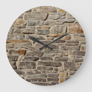 Rustic stone wall, textured decor large clock