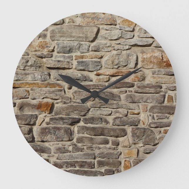 Rustic stone wall, textured decor large clock (Front)