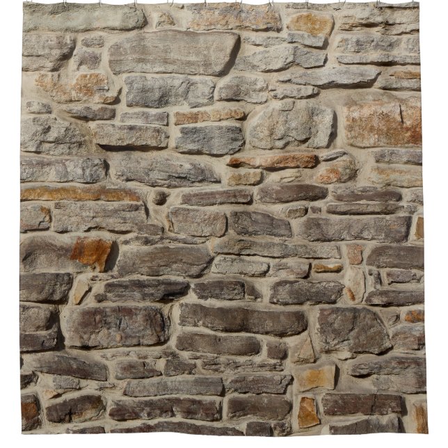 Rustic stone wall, textured decor shower curtain (Front)