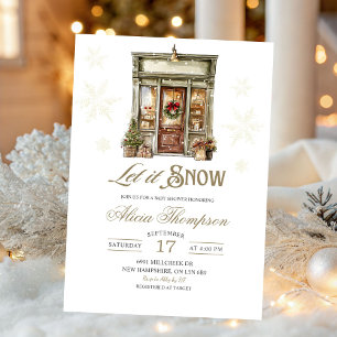 Rustic Storefront Let It Snow Boy Baby Shower Invitation