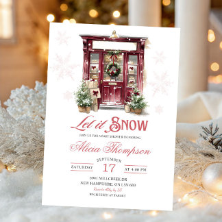 Rustic Storefront Let It Snow Girl Baby Shower Invitation
