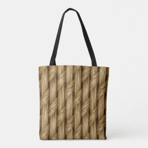 Rustic Straw Weave Pattern Design Neutral Color Tote Bag