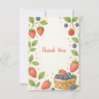 Rustic Strawberry Blueberry Baby Berry Sweet Thank You Card