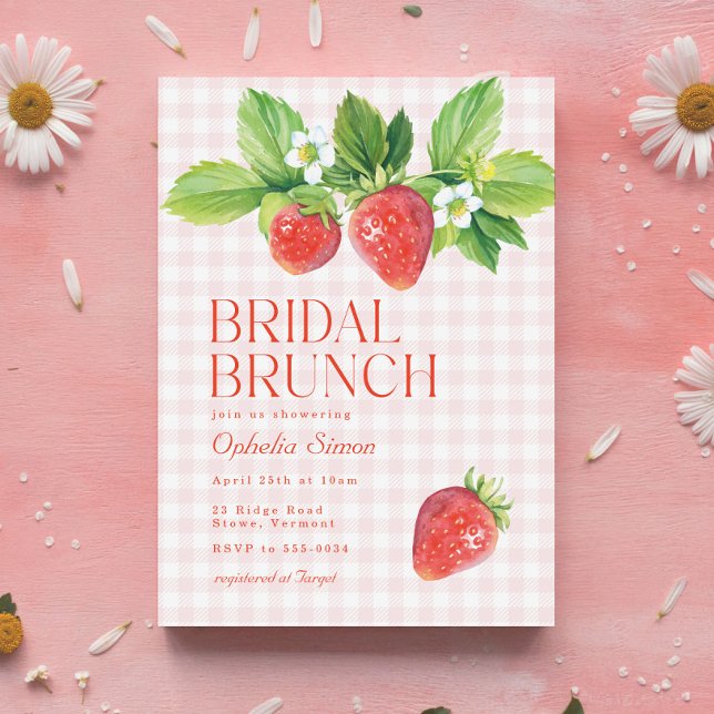 Rustic Strawberry Bridal Shower Brunch Invitation (Creator Uploaded)